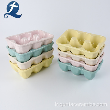 Assiette à œufs en céramique de couleur mouchetée solide utile
